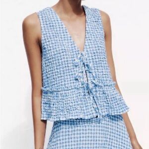 Zara gingham tie top Medium